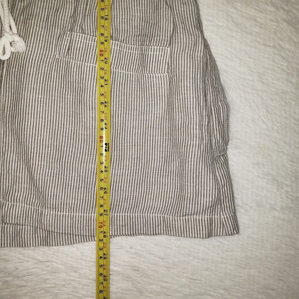 Lucky Brand Sz L Women's Linen Blend Striped Jacket Full Zip Waist Drawstring - Picture 12 of 12